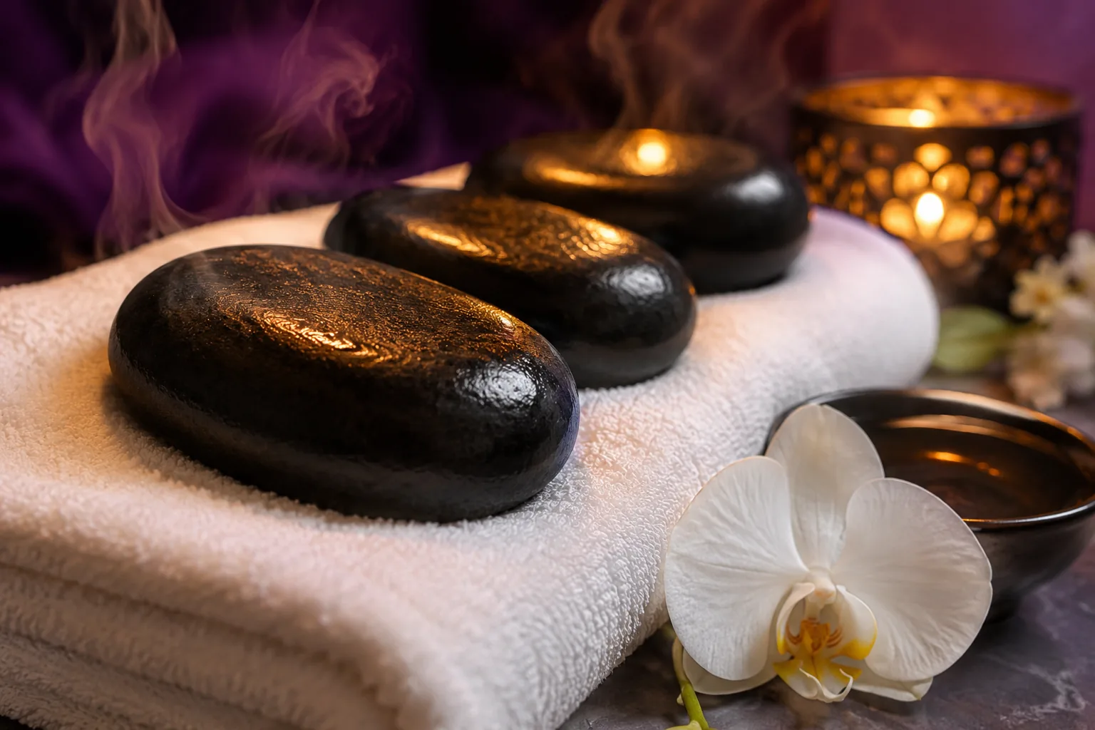 Sıcak taş masajı uygulaması — Lila Spa, Çatalca misafirlerine hizmet veren salon